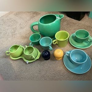 Fiesta dishes, mostly retired colors.